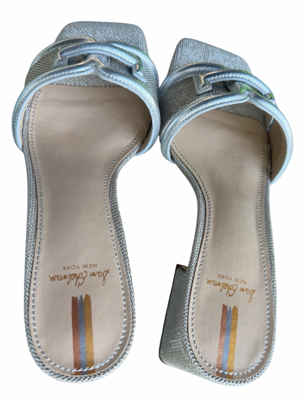 Sam Edelman Waylon Silver Slide Sandals Block Heel Size 7.5 NIB - Picture 6 of 10